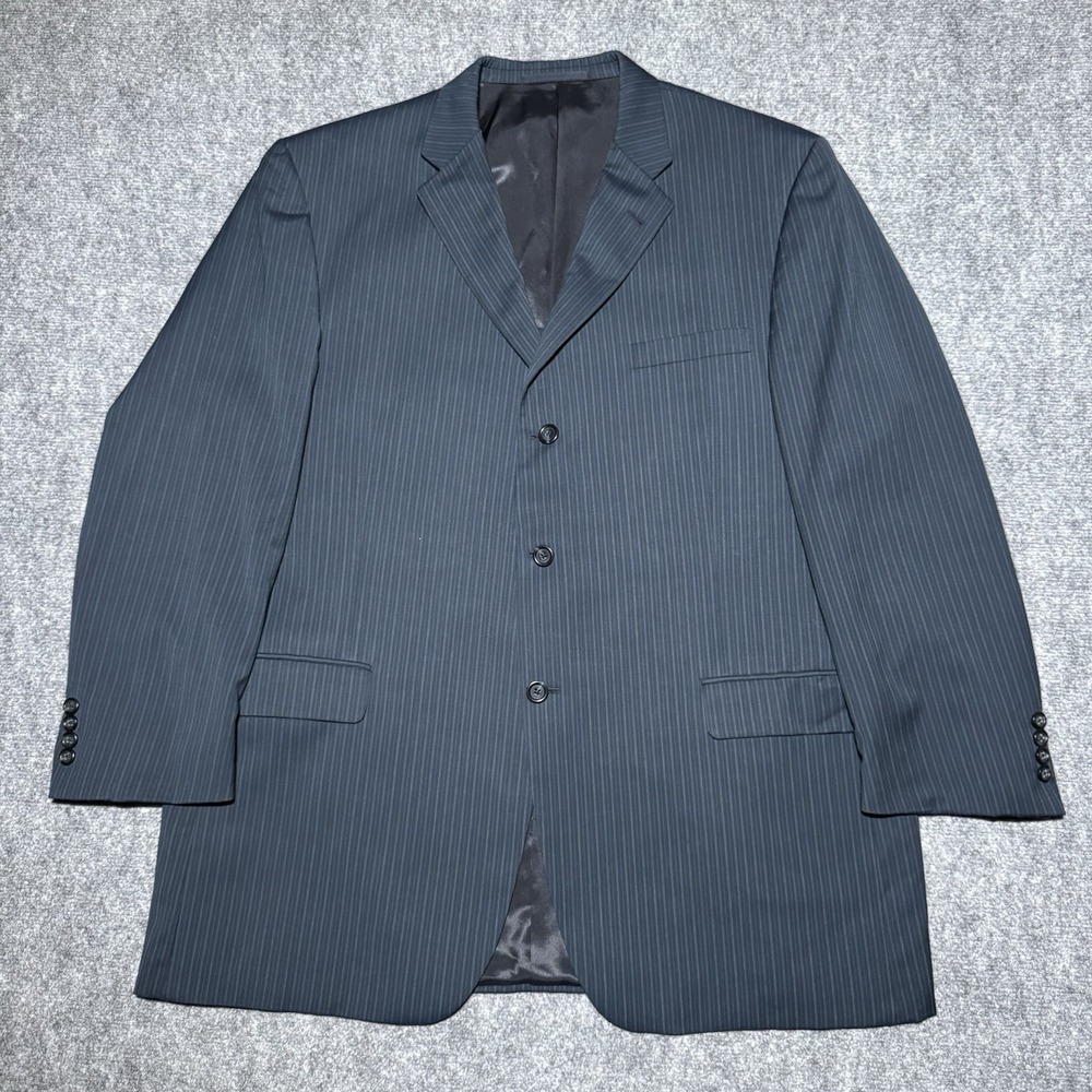 Burberry London Men Size 48 Long Wool Super 100's Striped Blazer Jacket READ